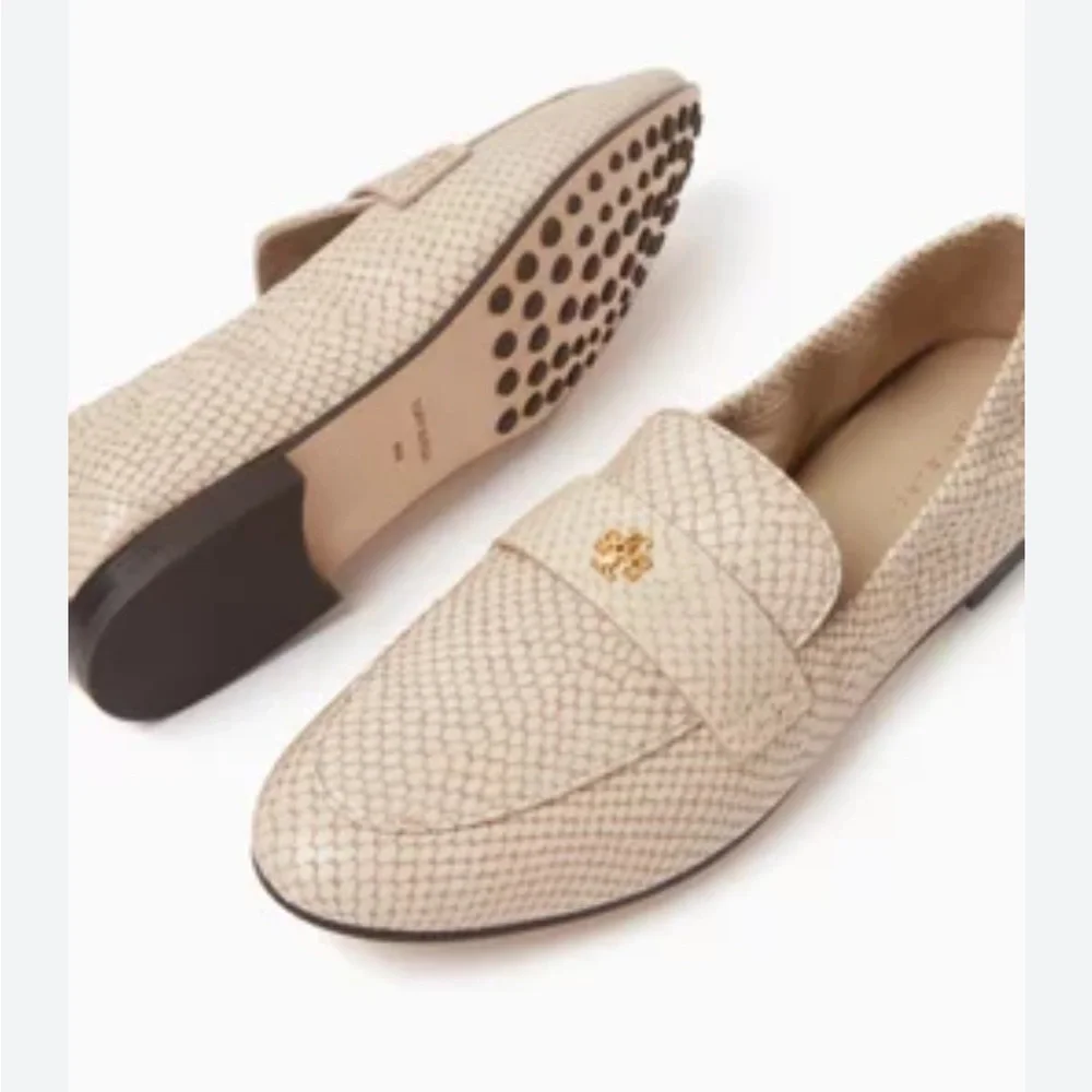 Tory Burch Logo Nude Leather Ballet Loafers Flats Women’s Size 8